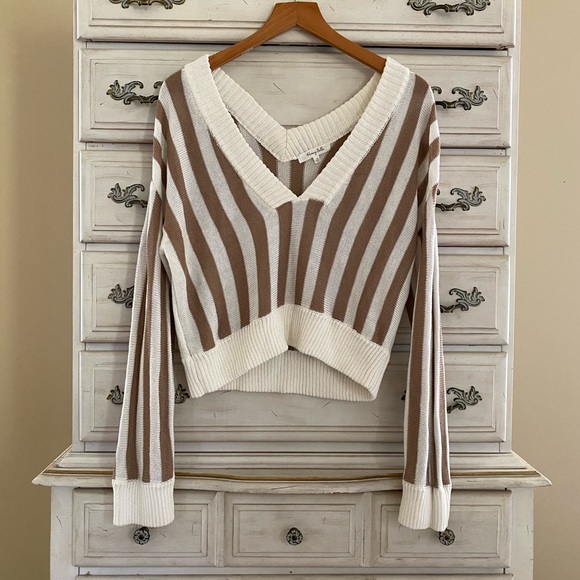 Vici Sweaters - Vici Stripe Cropped Sweater